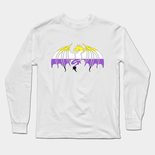 Nonbinary Pride Dragon Long Sleeve T-Shirt by EmrysMartigan